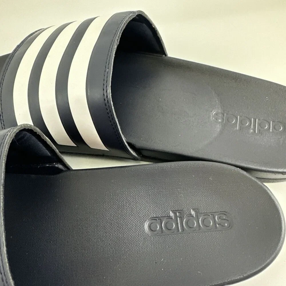Adidas Adilette Comfort Slide Sandal Tags Navy White Stripes Legend‎ Ink Mens 13